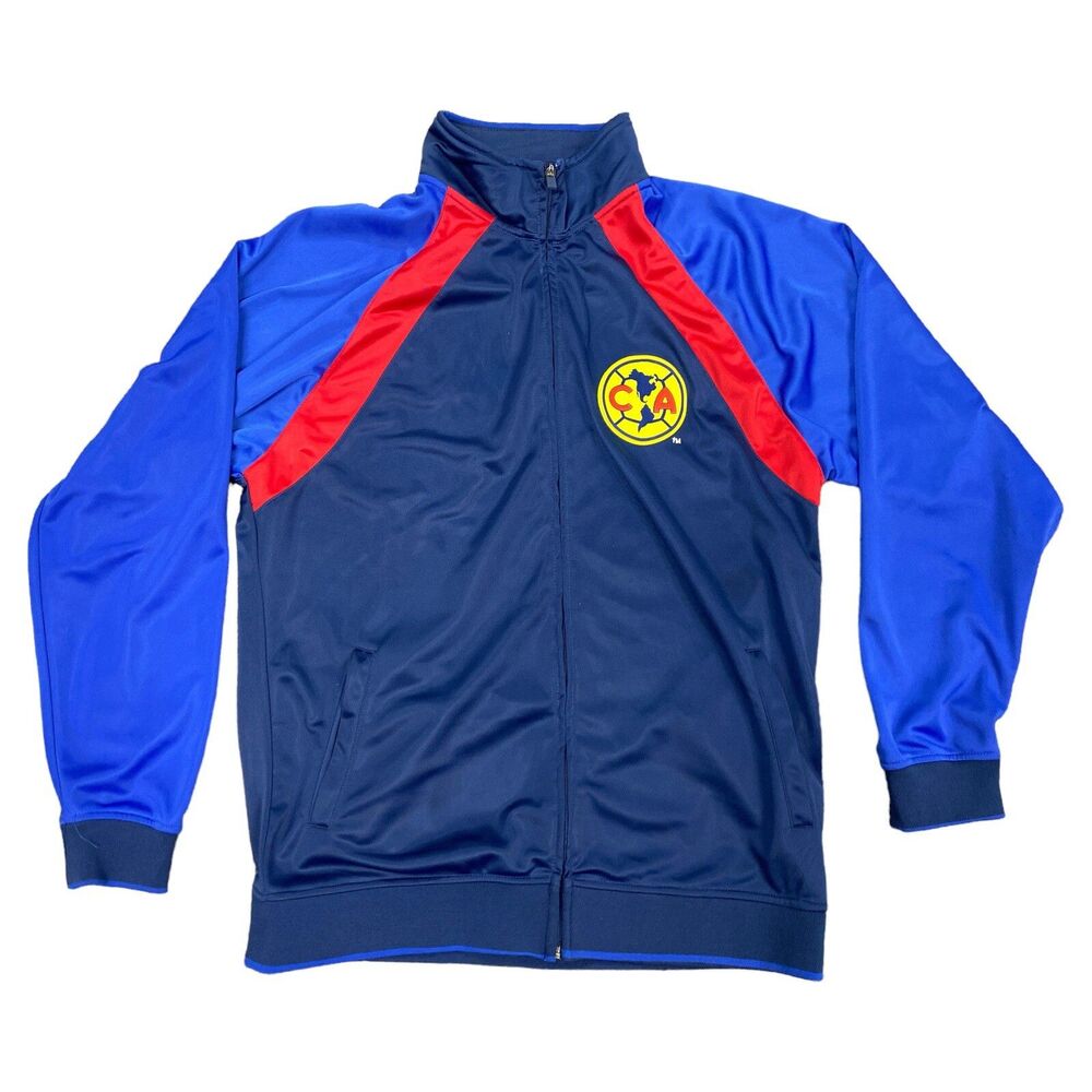 Club America CA Futbol Soccer Zip Up Jacket size XL Blue & Red Mexican League